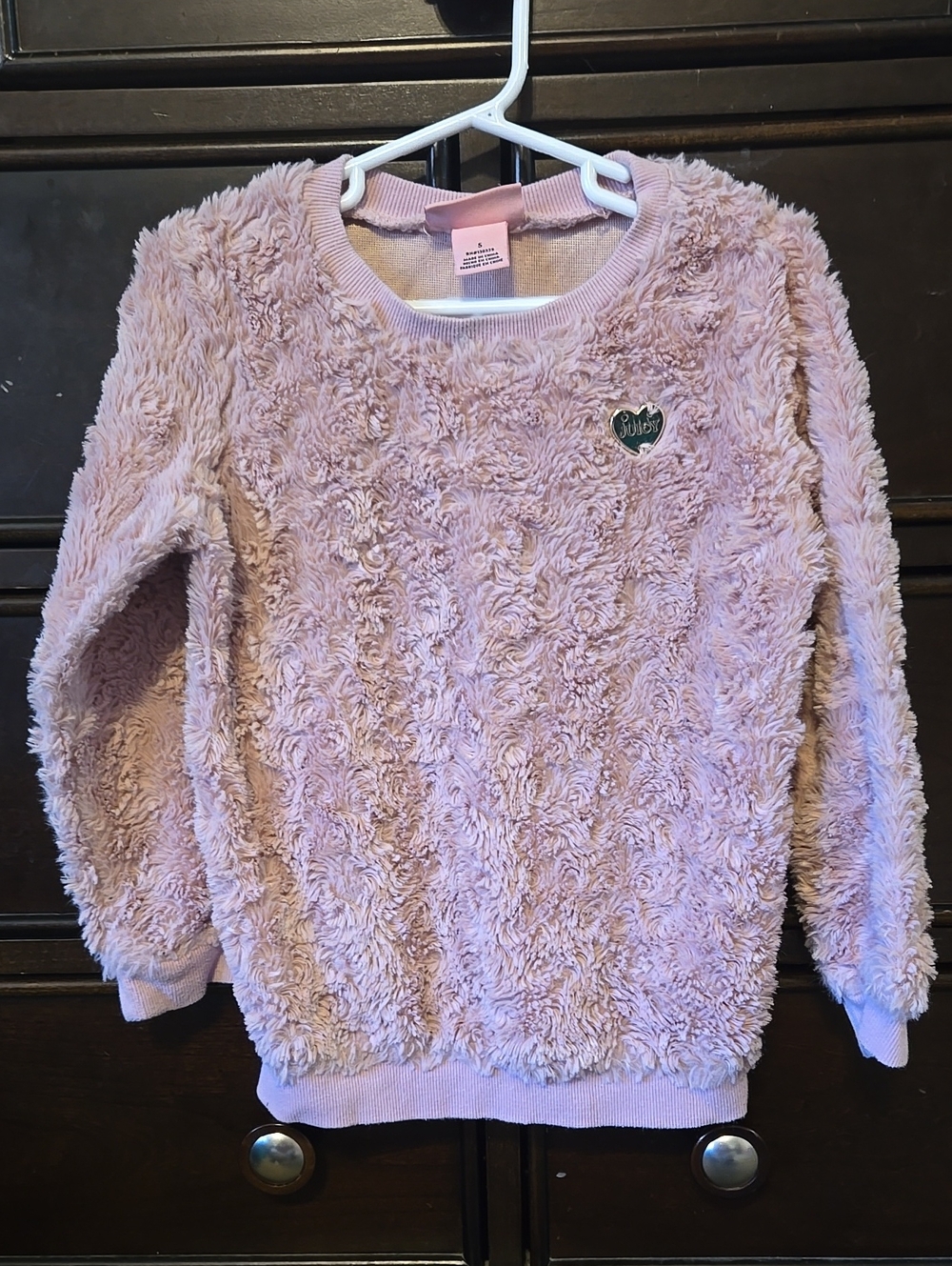 Girls Size 5 Juicy Couture Plush Light Pink Crewneck Sweater